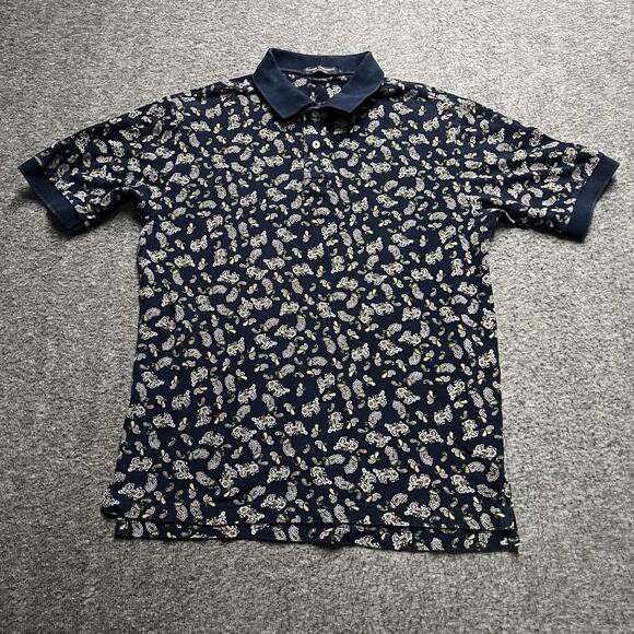 Daniel Cremieux Other - Daniel Cremieux Classic Polo Shirt Men's Large Navy Blue Paisley Short Sleeve